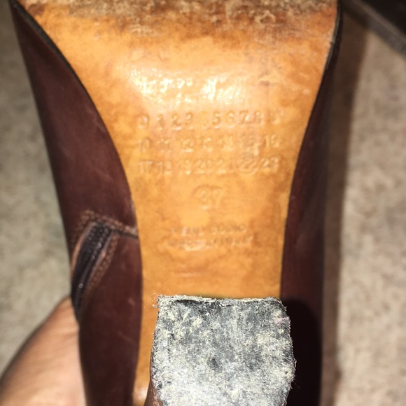 MAISON MARTIN MARGIELLA real leather made in Italy brown peep toe bootie… - Picture 10 of 11